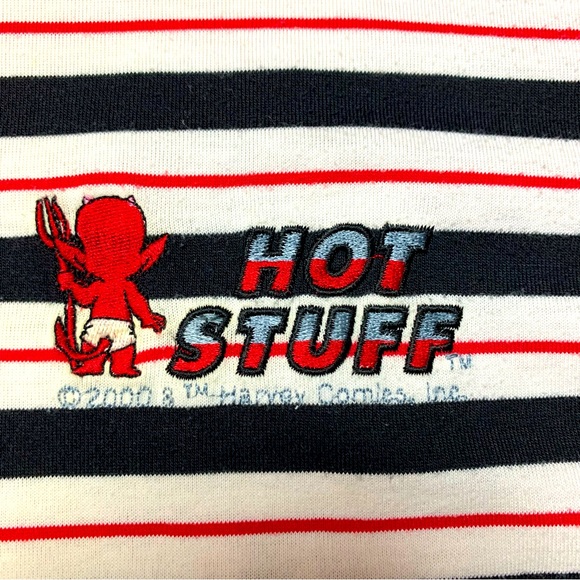 VTG Hot Stuff The Little Devil Striped Shirt Small Fits Large Harvey Comics 2000 - Picture 7 of 12